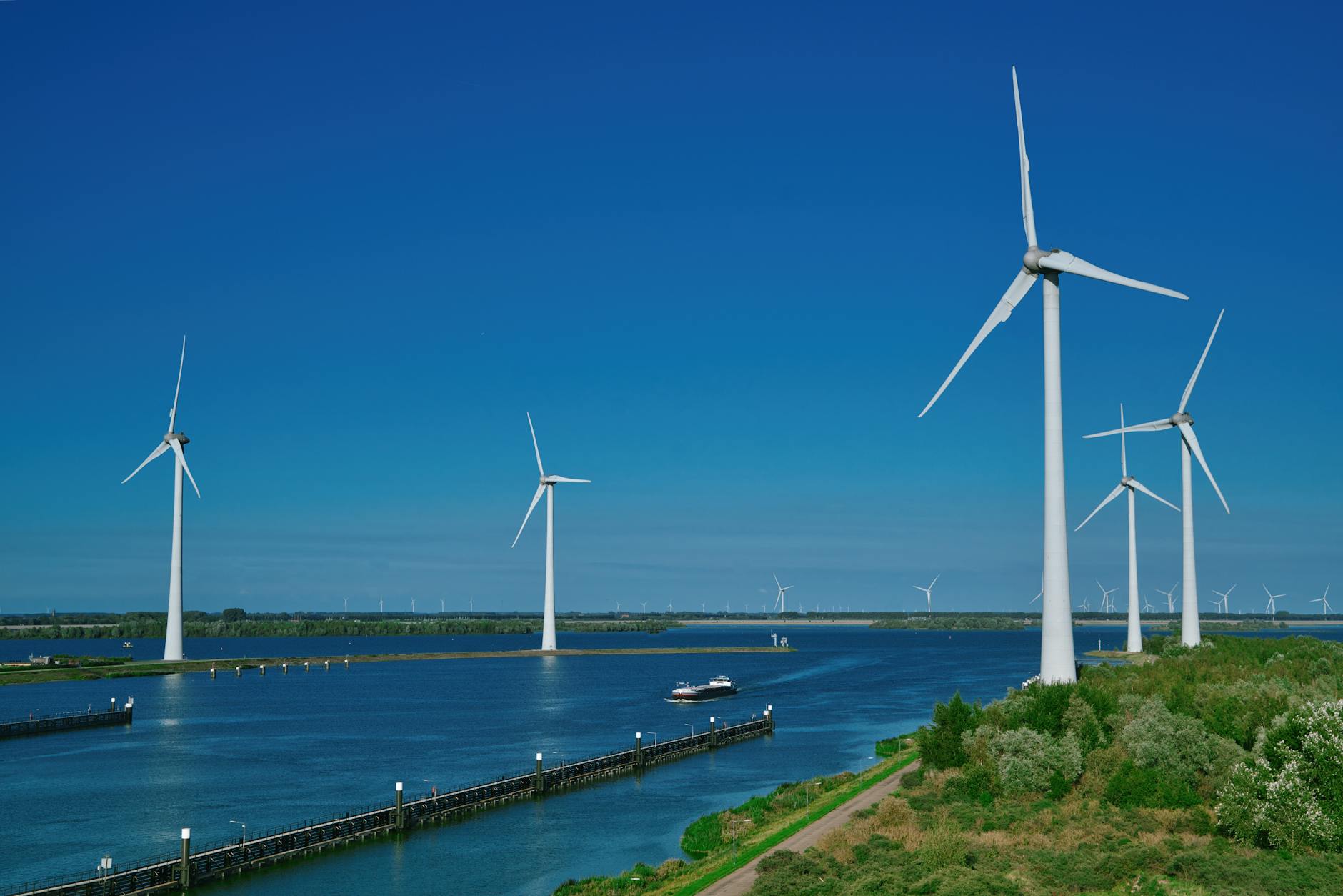 wind turbines in a body of water