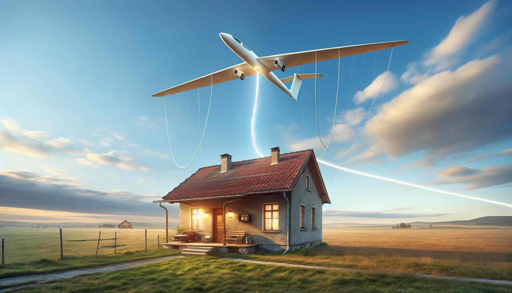 AI generated: Kitemill's solution captures wind power with a kite channeling the wind's energy efficiently down to the ground to produce electricity.