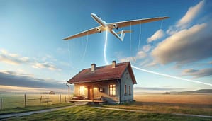 AI generated: Kitemill's solution captures wind power with a kite channeling the wind's energy efficiently down to the ground to produce electricity.